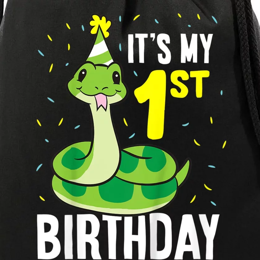 Kids Snakes Its My 1st Birthday 1 Year Old Birthday Drawstring Bag