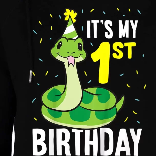 Kids Snakes Its My 1st Birthday 1 Year Old Birthday Womens Funnel Neck Pullover Hood