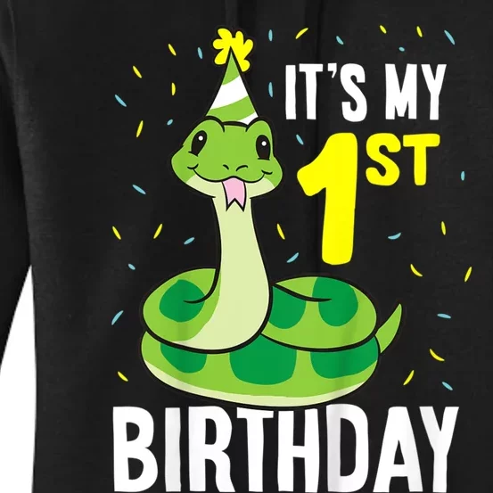 Kids Snakes Its My 1st Birthday 1 Year Old Birthday Women's Pullover Hoodie