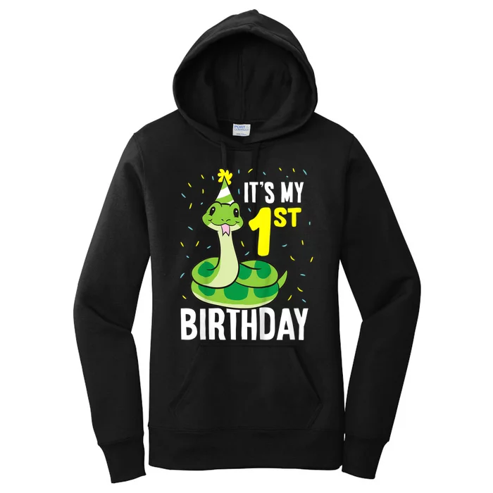 Kids Snakes Its My 1st Birthday 1 Year Old Birthday Women's Pullover Hoodie