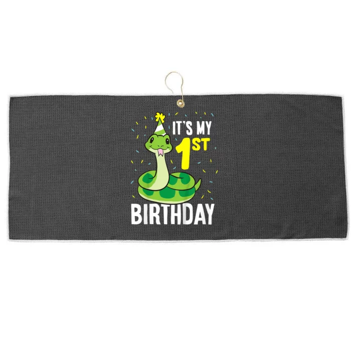 Kids Snakes Its My 1st Birthday 1 Year Old Birthday Large Microfiber Waffle Golf Towel