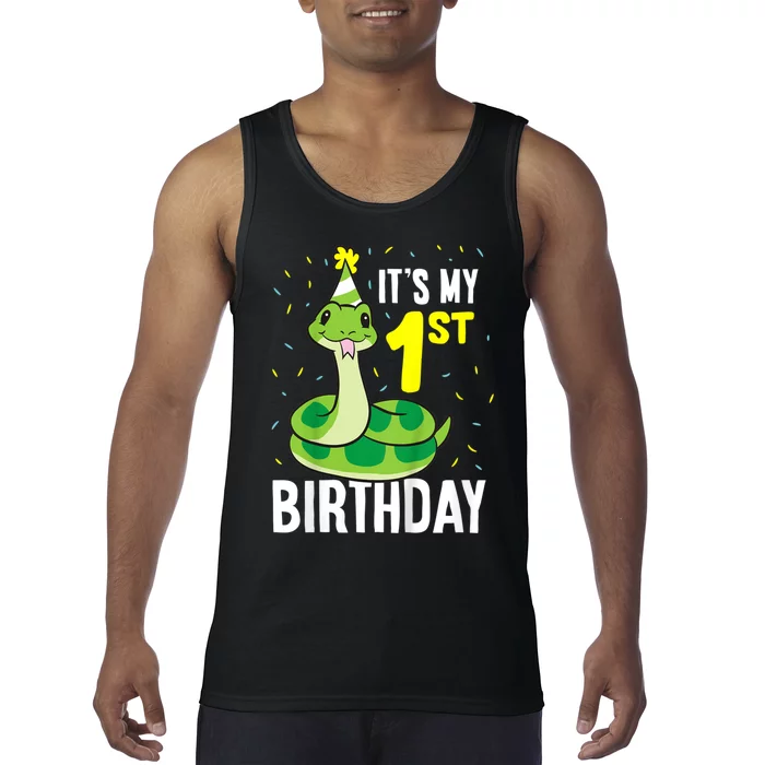 Kids Snakes Its My 1st Birthday 1 Year Old Birthday Tank Top