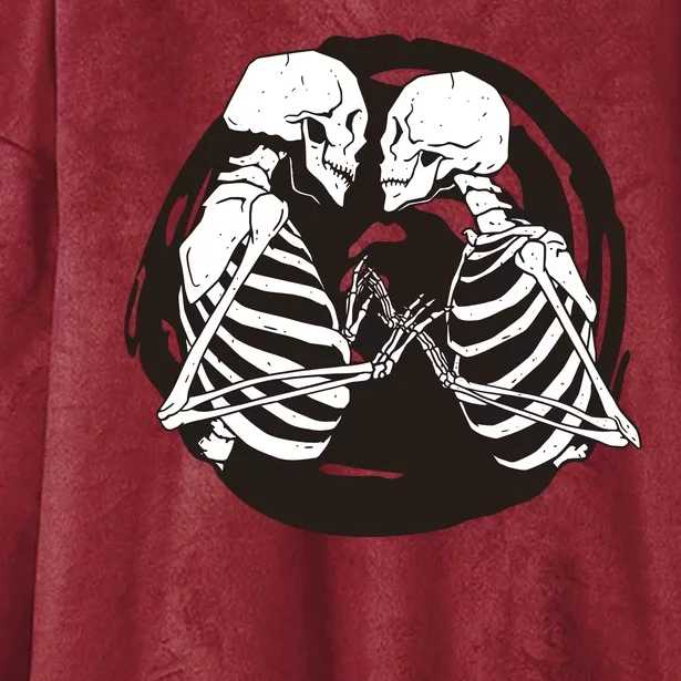 Kissing Skeletons In Love Hooded Wearable Blanket