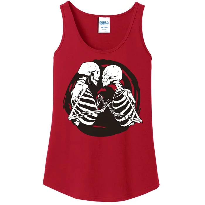 Kissing Skeletons In Love Ladies Essential Tank