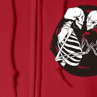 Kissing Skeletons In Love Full Zip Hoodie