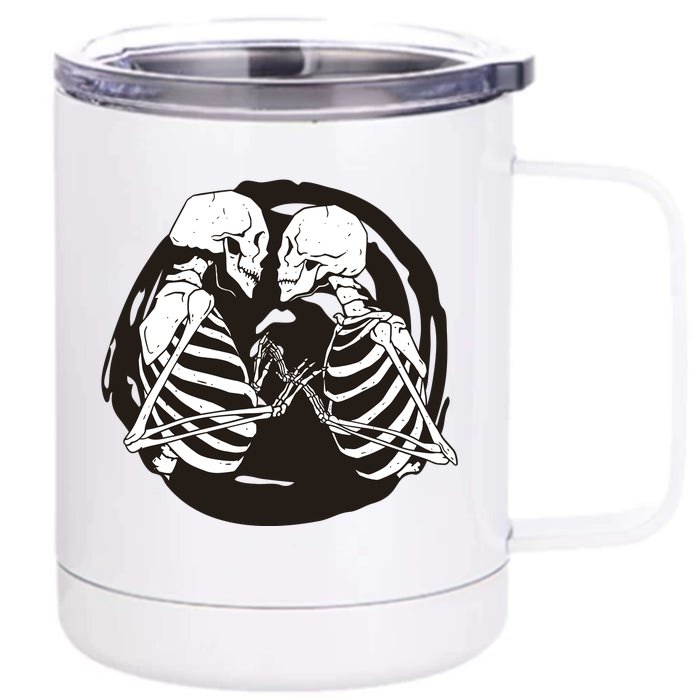 Kissing Skeletons In Love Front & Back 12oz Stainless Steel Tumbler Cup