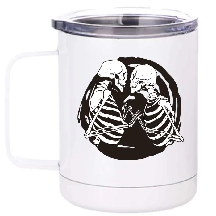 Kissing Skeletons In Love Front & Back 12oz Stainless Steel Tumbler Cup