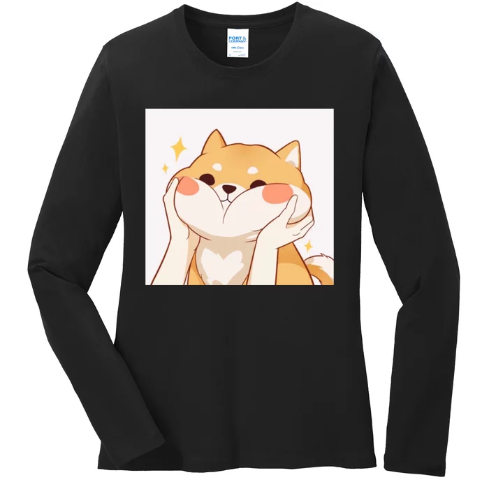 Kawaii Shiba Inu Ladies Long Sleeve Shirt