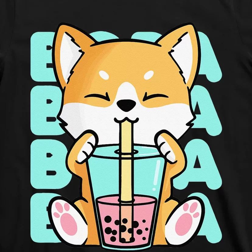 Kawaii Shiba Inu Dog Bubble Tea Boba Anime Neko Japan T-Shirt