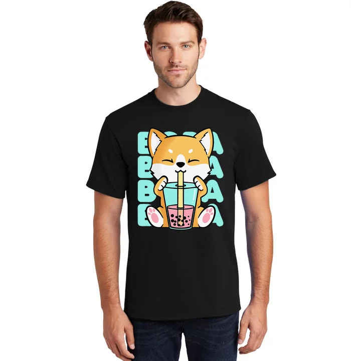 Kawaii Shiba Inu Dog Bubble Tea Boba Anime Neko Japan Tall T-Shirt