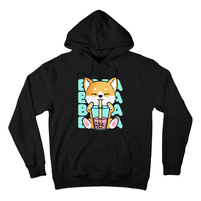 Kawaii Shiba Inu Dog Bubble Tea Boba Anime Neko Japan Tall Hoodie