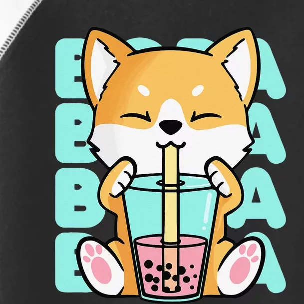 Kawaii Shiba Inu Dog Bubble Tea Boba Anime Neko Japan Toddler Fine Jersey T-Shirt