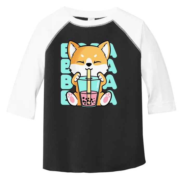 Kawaii Shiba Inu Dog Bubble Tea Boba Anime Neko Japan Toddler Fine Jersey T-Shirt