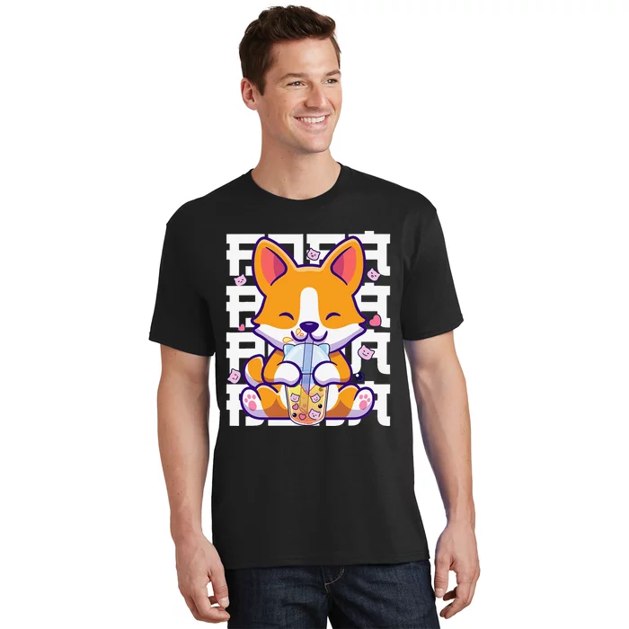 Kawaii Shiba Inu Dog Bubble Tea Boba Anime T-Shirt