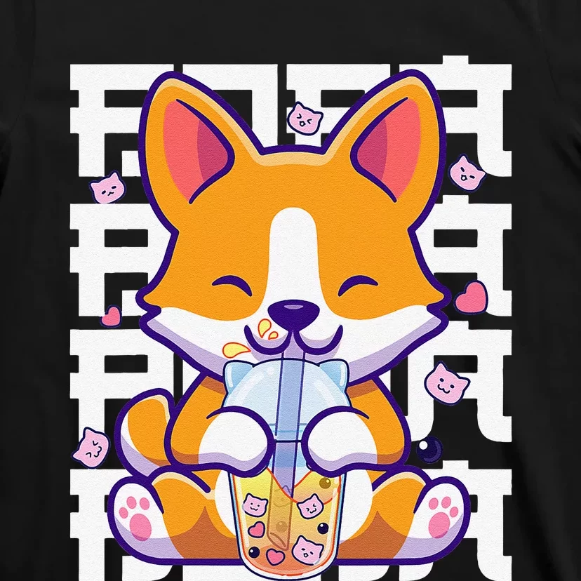 Kawaii Shiba Inu Dog Bubble Tea Boba Anime T-Shirt