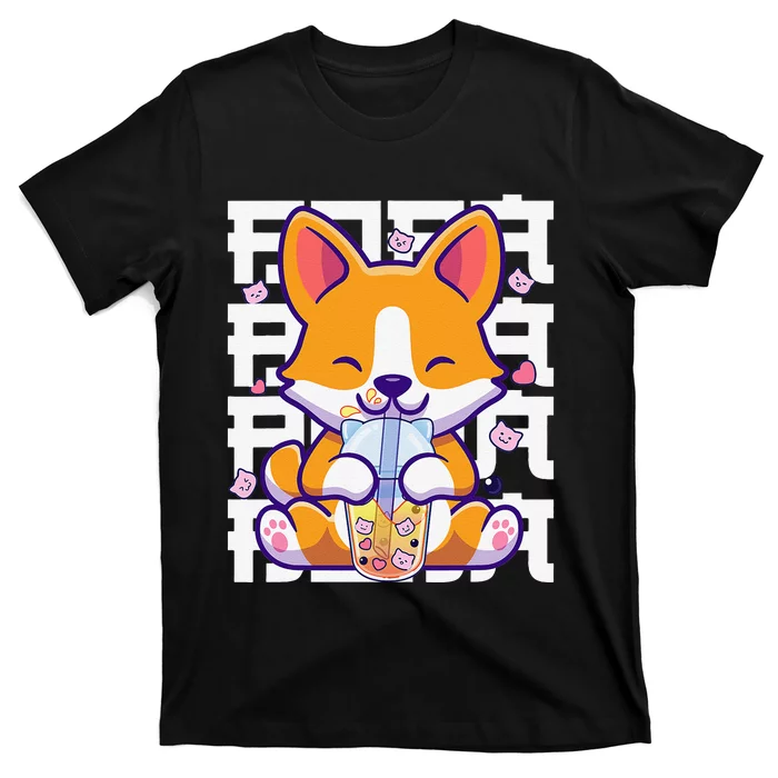 Kawaii Shiba Inu Dog Bubble Tea Boba Anime T-Shirt