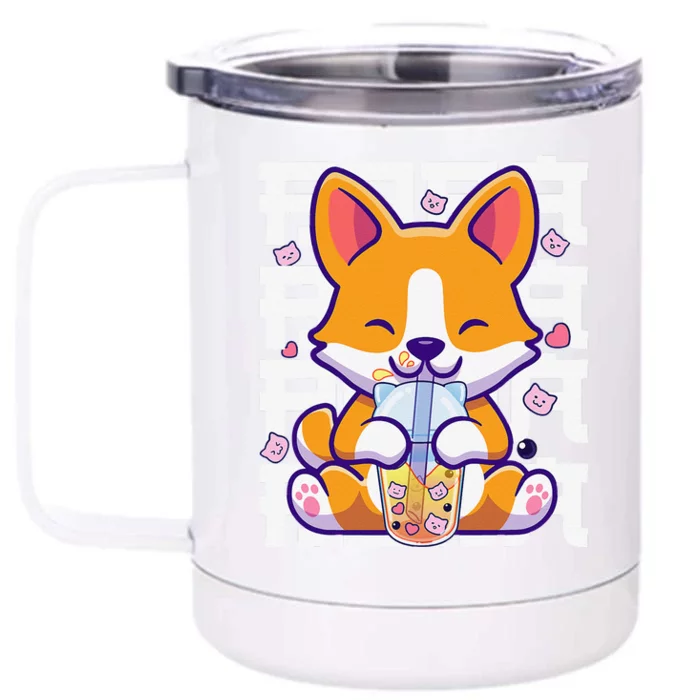 Kawaii Shiba Inu Dog Bubble Tea Boba Anime Front & Back 12oz Stainless Steel Tumbler Cup