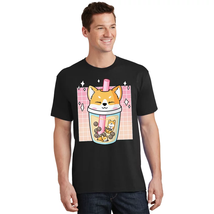 Kawaii Shiba Inu Dog Bubble Tea Boba Japan Corgi T-Shirt