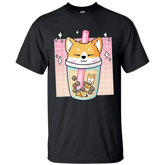 Kawaii Shiba Inu Dog Bubble Tea Boba Japan Corgi Tall T-Shirt