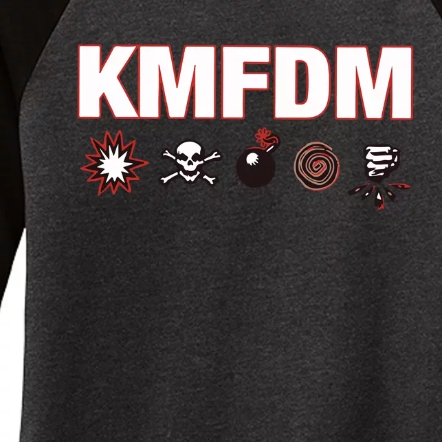 Kmfdm Symbols Women's Tri-Blend 3/4-Sleeve Raglan Shirt