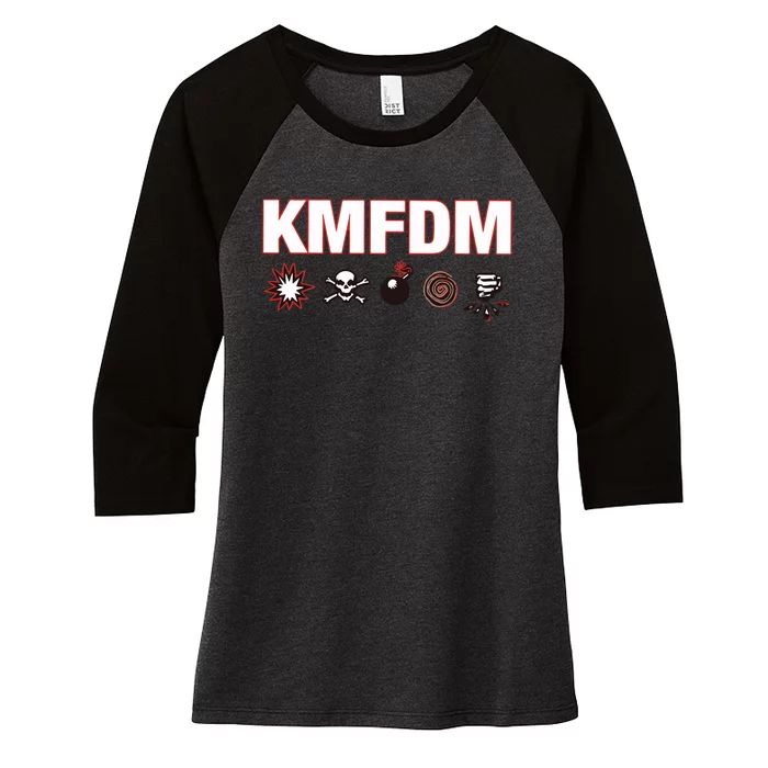 Kmfdm Symbols Women's Tri-Blend 3/4-Sleeve Raglan Shirt