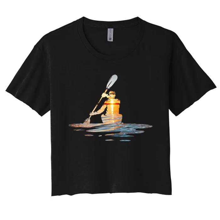 Kayaking Silhouette Kayak Kayaker Women's Crop Top Tee