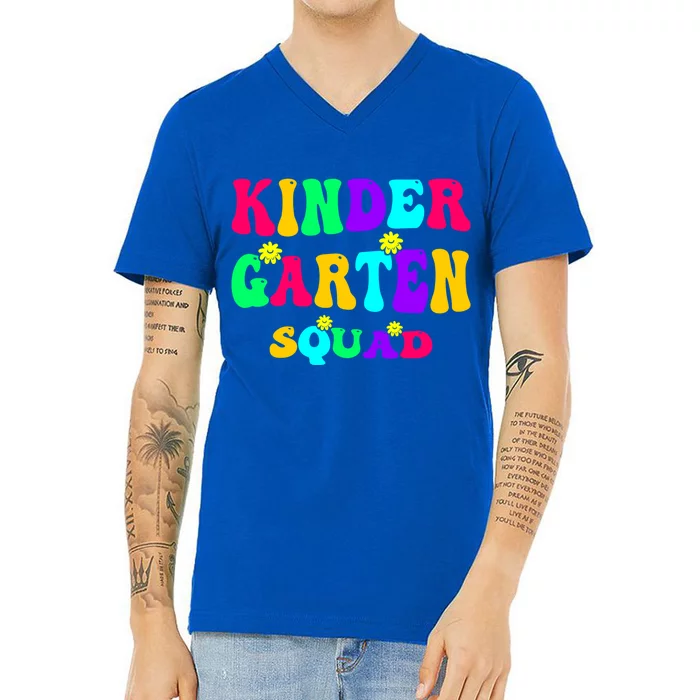 Kindergarten Squad Kinder Team Happy First Day Of School Gift V-Neck T-Shirt