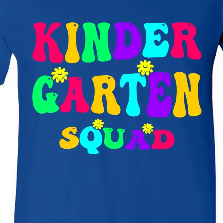 Kindergarten Squad Kinder Team Happy First Day Of School Gift V-Neck T-Shirt