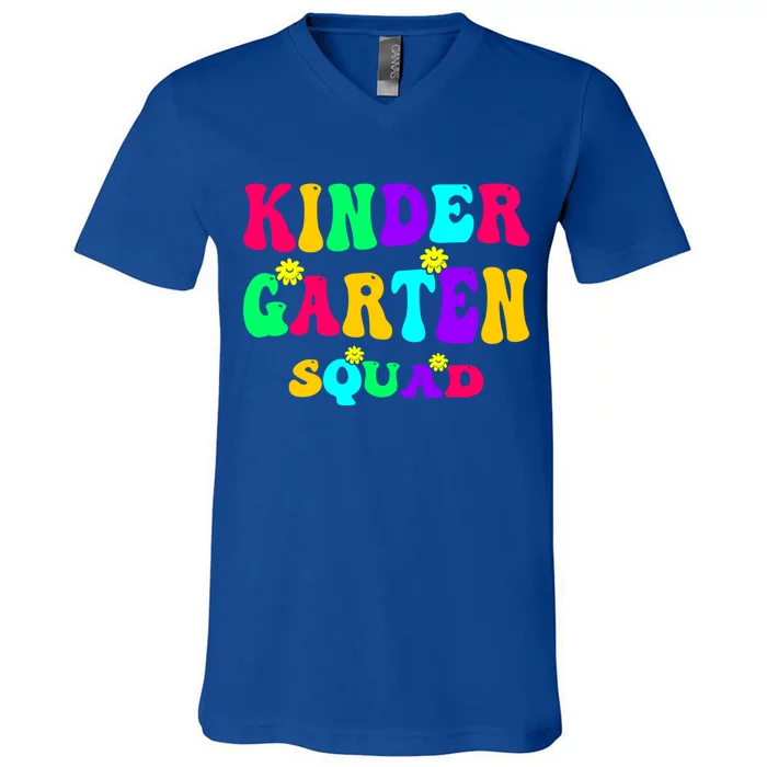 Kindergarten Squad Kinder Team Happy First Day Of School Gift V-Neck T-Shirt