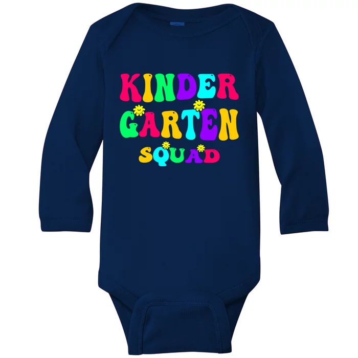 Kindergarten Squad Kinder Team Happy First Day Of School Gift Baby Long Sleeve Bodysuit