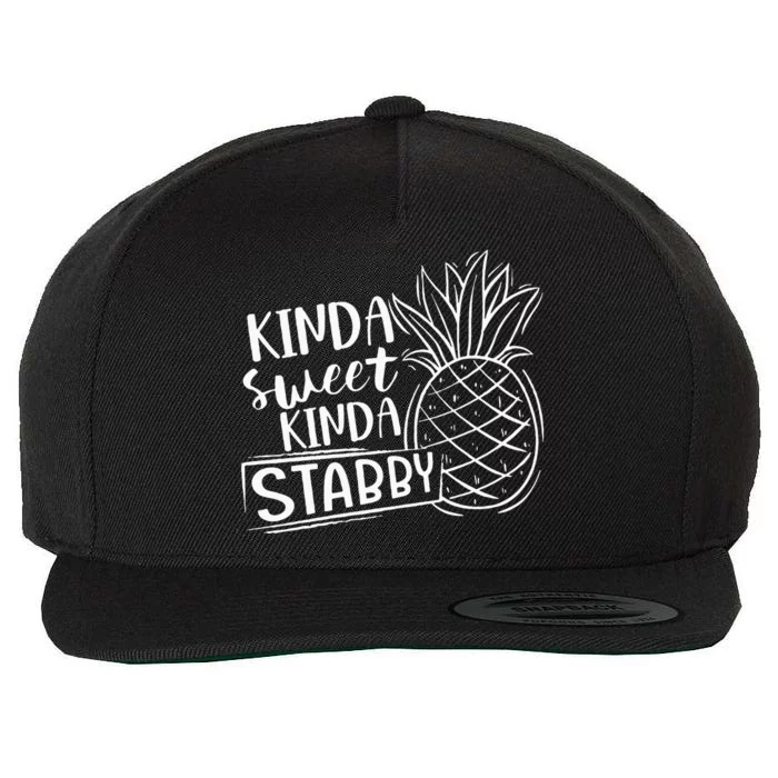 Kinda Sweet Kinda Stabby Funny Sarcastic Sarcasm Pineapple Wool Snapback Cap