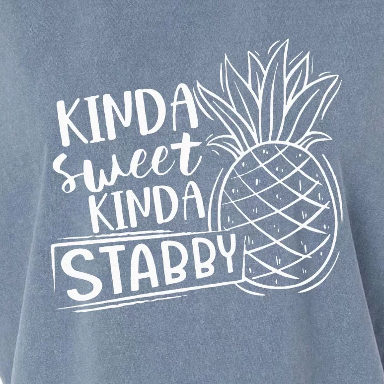 Kinda Sweet Kinda Stabby Funny Sarcastic Sarcasm Pineapple Garment-Dyed Women's Muscle Tee