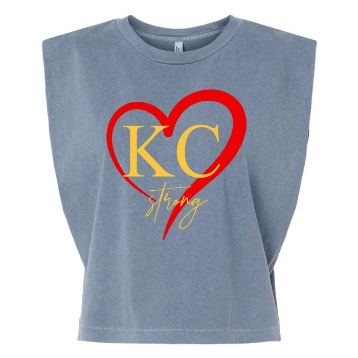 Kc Strong Kansas City Strong Heart Garment-Dyed Women's Muscle Tee