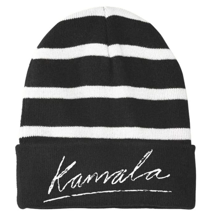 Kamala Signature Striped Beanie with Solid Band