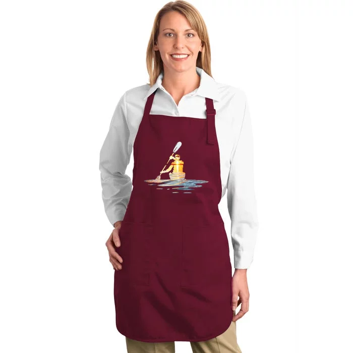 Kayaking Silhouette Kayak Kayaker Full-Length Apron With Pocket