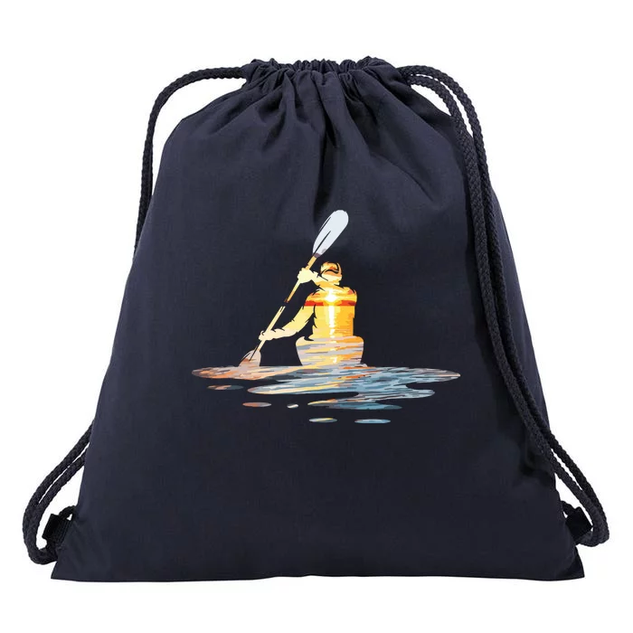 Kayaking Silhouette Kayak Kayaker Drawstring Bag