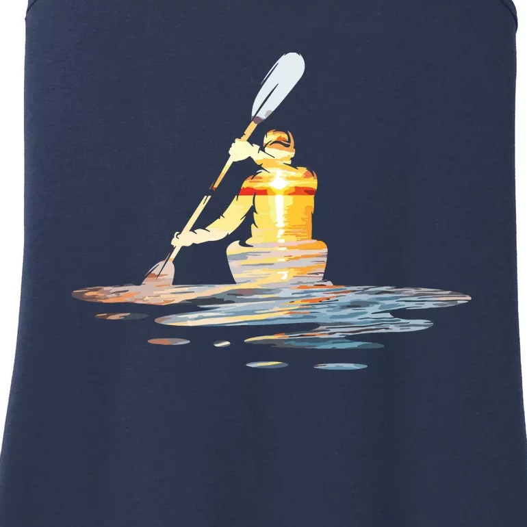 Kayaking Silhouette Kayak Kayaker Ladies Essential Tank