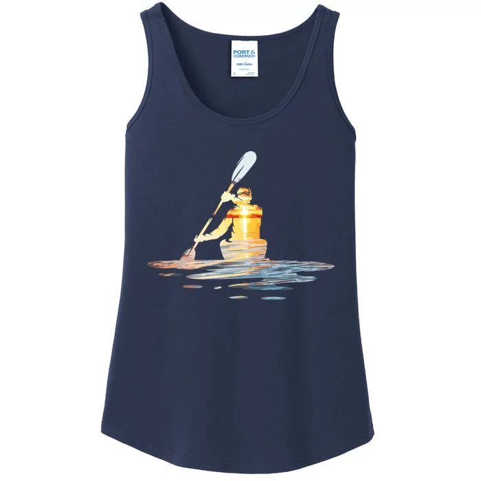 Kayaking Silhouette Kayak Kayaker Ladies Essential Tank