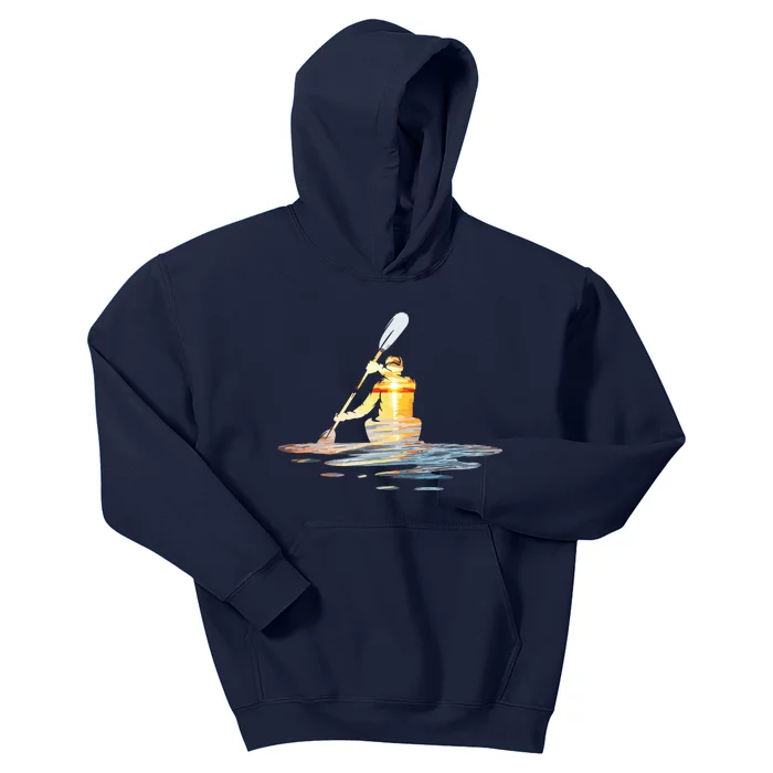 Kayaking Silhouette Kayak Kayaker Kids Hoodie