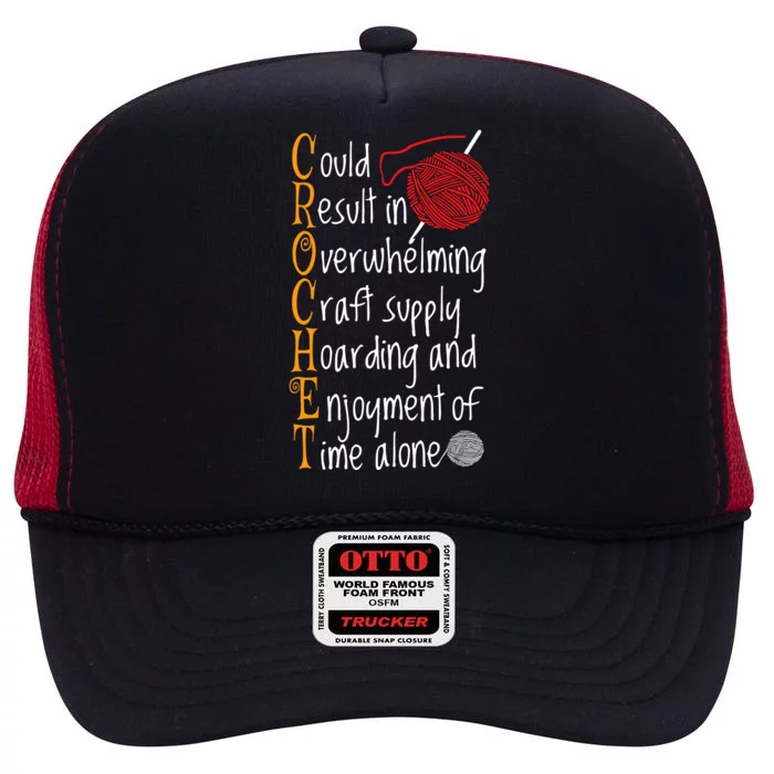 Knitting Sayings Knitter Humor Gift Crafty Crochet Crocheter High Crown Mesh Trucker Hat