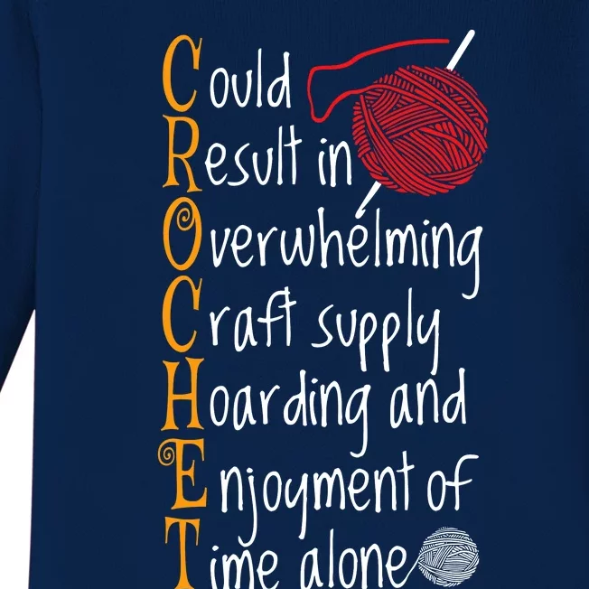 Knitting Sayings Knitter Humor Gift Crafty Crochet Crocheter Baby Long Sleeve Bodysuit