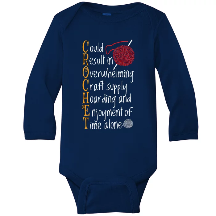 Knitting Sayings Knitter Humor Gift Crafty Crochet Crocheter Baby Long Sleeve Bodysuit