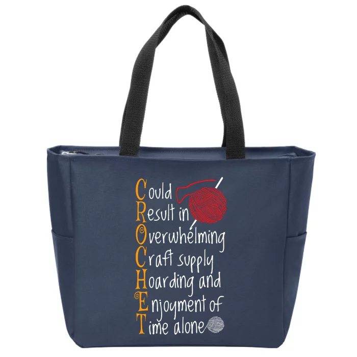 Knitting Sayings Knitter Humor Gift Crafty Crochet Crocheter Zip Tote Bag