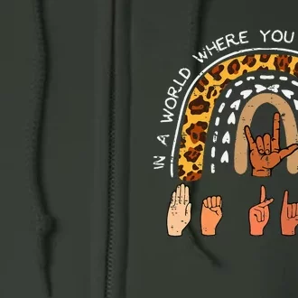 Kind Sign Language ASL Rainbow Black Orange Unity Day Full Zip Hoodie