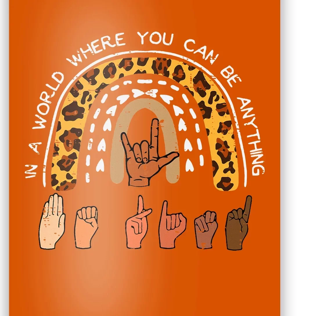 Kind Sign Language ASL Rainbow Black Orange Unity Day Poster