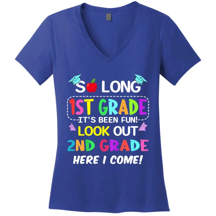 Kids So Long 1st Grade 2nd Grade Here I Come 1st Grade Graduation Meaningful Gif Women's V-Neck T-Shirt