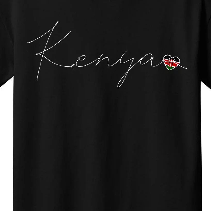 Kenya Simple Love Kenyan Flag Heart On Kenya Kids T-Shirt