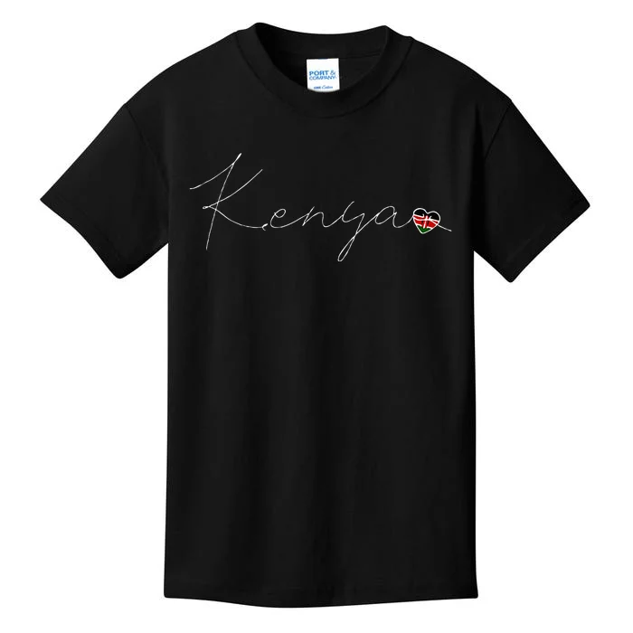 Kenya Simple Love Kenyan Flag Heart On Kenya Kids T-Shirt