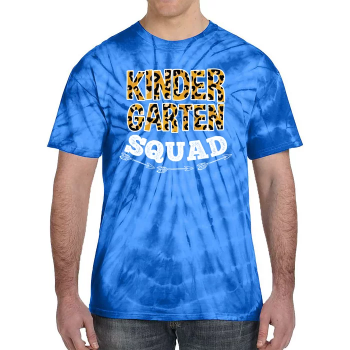 Kindergarten Squad Leopard Kindergarten Teacher Funny Gift Tie-Dye T-Shirt