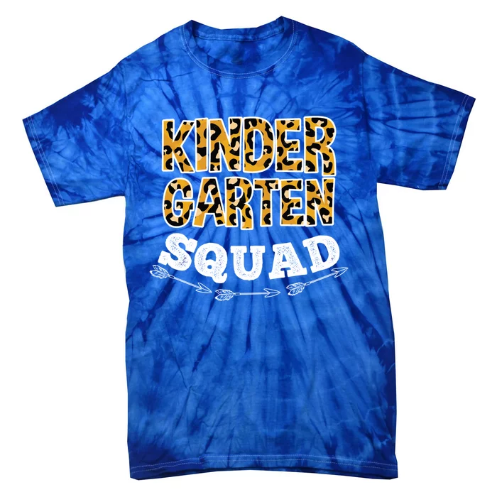 Kindergarten Squad Leopard Kindergarten Teacher Funny Gift Tie-Dye T-Shirt